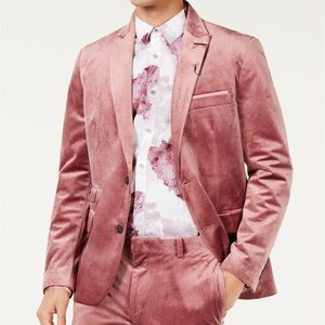 Inc Men's Slim-Fit Velvet Blazer Pink